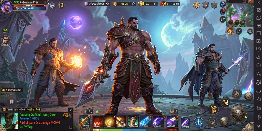 Screenshot gameplay dari 5ZK menampilkan karakter sedang bertarung di dunia MMORPG.
