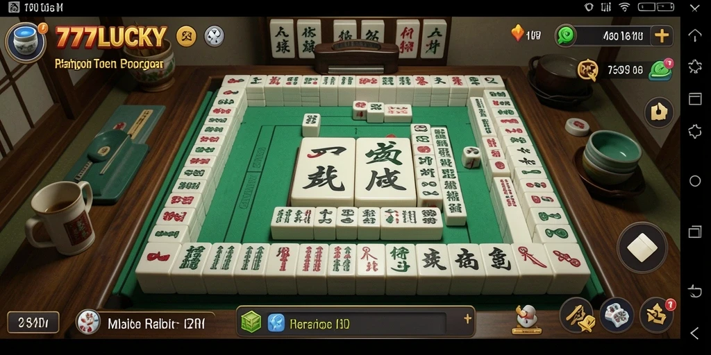Tampilan gameplay <strong>777LUCKY</strong> yang menegangkan saat menyusun ubin Mahjong.