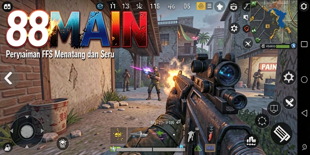 Tampilan gameplay mendebarkan dalam aksi FPS.