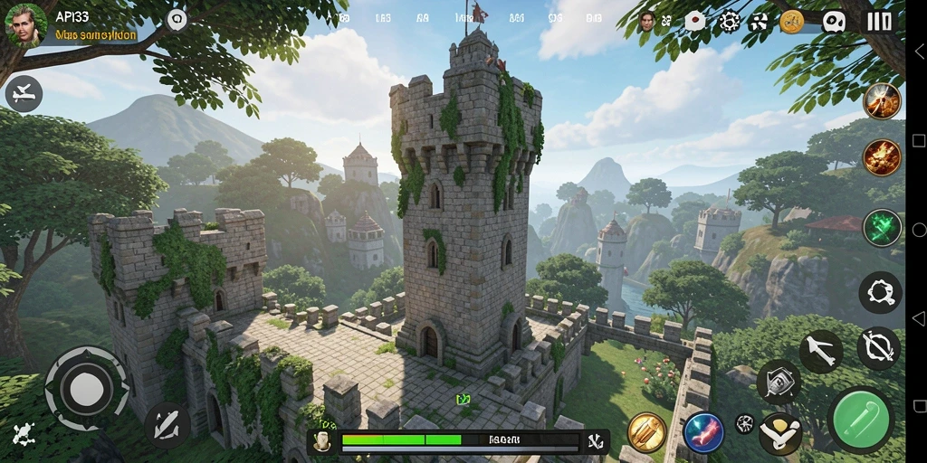 Tampilan menara dan musuh dalam gameplay Tower Defense yang seru.