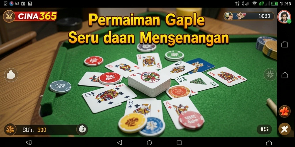 Gambar gameplay CINA365 dengan pemain menikmati permainan Gaple.