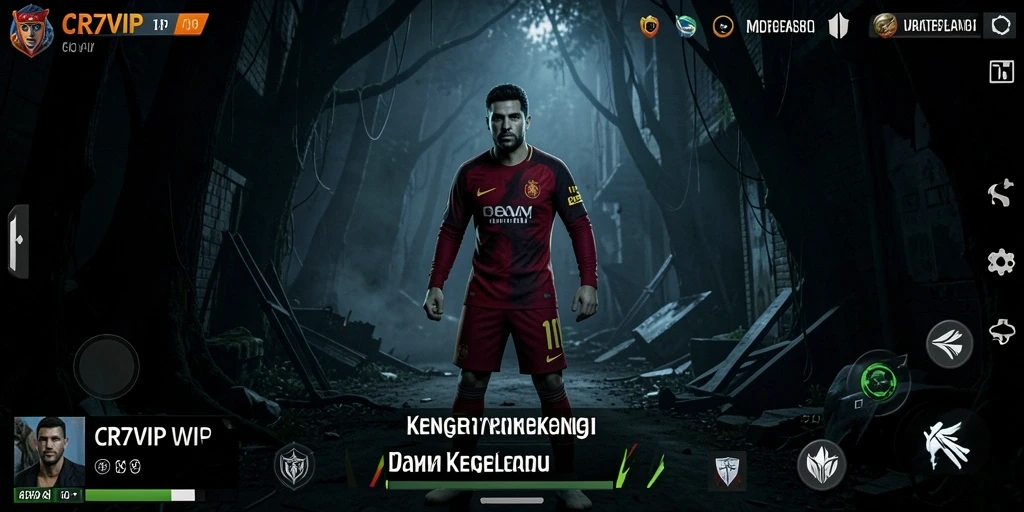 Tampilan gameplay mendebarkan dari CR7VIP yang menampilkan kegelapan dan ketegangan.