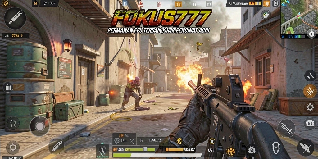 Tampilan gameplay FOKUS777 yang menegangkan dalam pertempuran FPS.