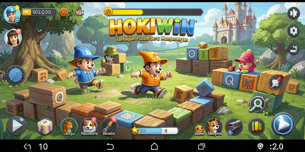Screenshot HOKIWIN menampilkan gameplay puzzle yang menantang dan menarik.
