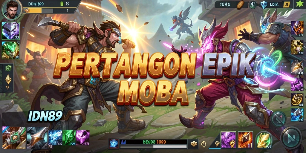 Screenshot gameplay IDN89 dengan pertarungan tim yang seru dan karakter yang menarik.