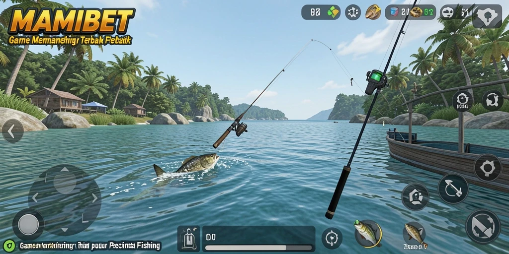 Tampilan gameplay menarik MAMIBET dengan aksi memancing yang mendebarkan.