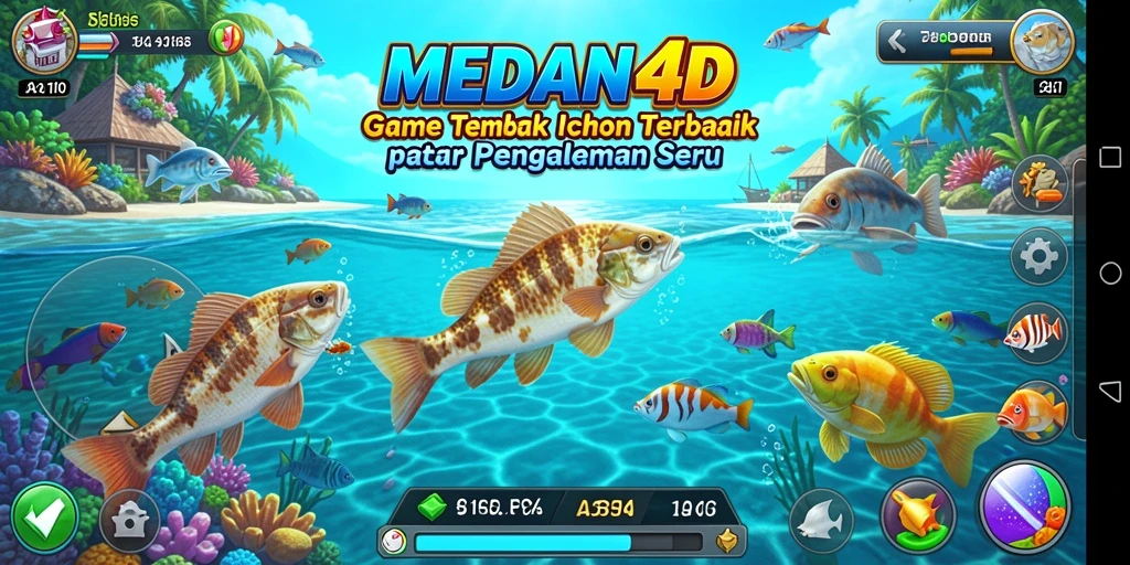 Tampilan seru gameplay Tembak Ikan MEDAN4D dengan aksi menembak ikan.