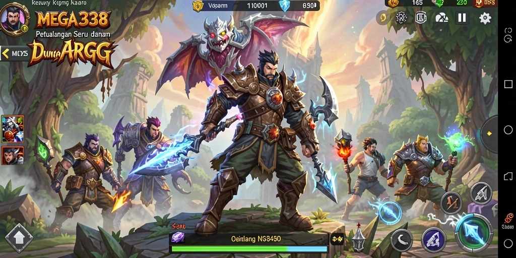 Screenshot dari gameplay MEGA338 menampilkan pertarungan seru dalam dunia ARPG.