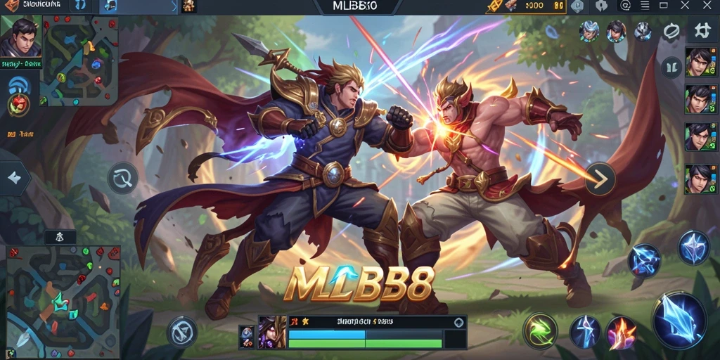 Tampilan gameplay MLBB8 yang intens dan mendebarkan di arena pertarungan.