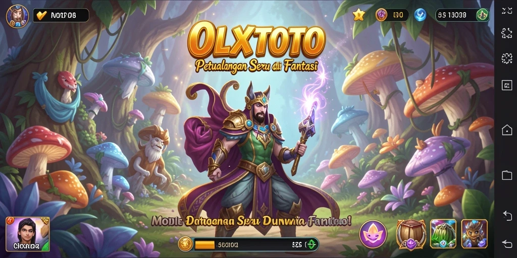 Screenshot OLXTOTO menampilkan karakter utama dalam petualangan epik di dunia fantastik.