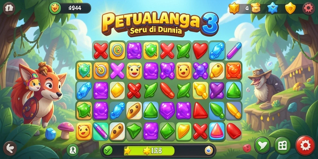 Tangkap momen seru dalam gameplay Match-3 PP444.