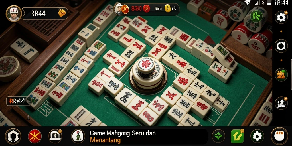 Screenshot gameplay <strong>RR44</strong> menampilkan antarmuka Mahjong yang menarik.