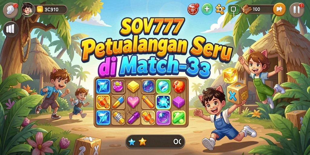 Tampilan gameplay SOV777 dengan teka-teki match-3 yang seru.