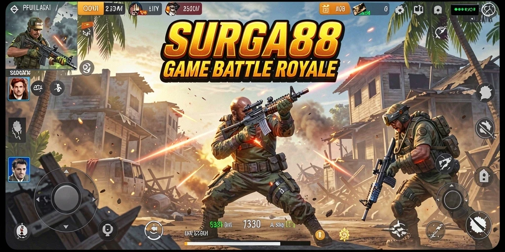 Gameplay SURGA88 menampilkan pemain bertarung dalam pertempuran epik di arena.