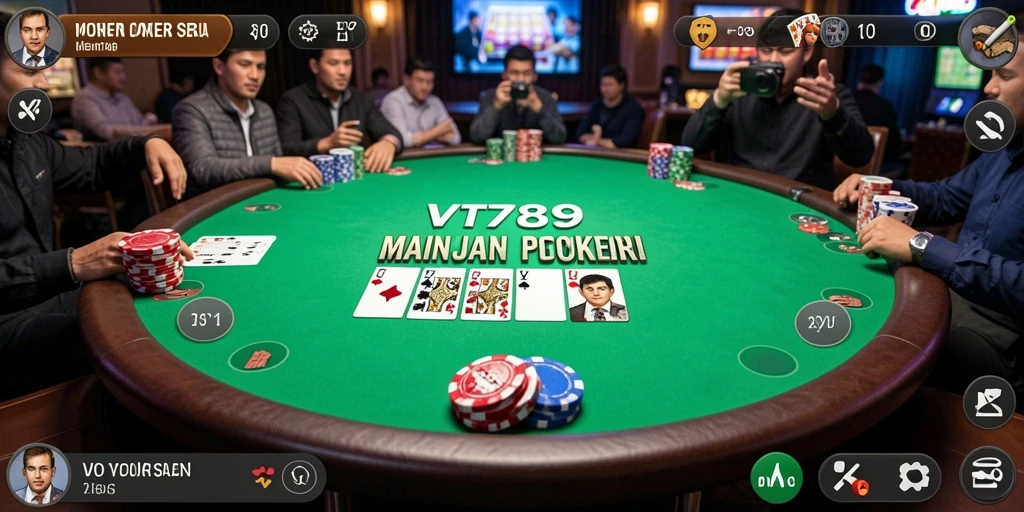 Screenshot VT789 menunjukkan intensitas permainan poker yang mendebarkan.